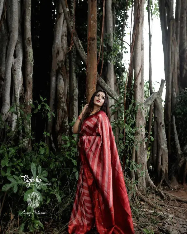 Multicolour Maroon Colour Pure Semi Silk Saree for Women