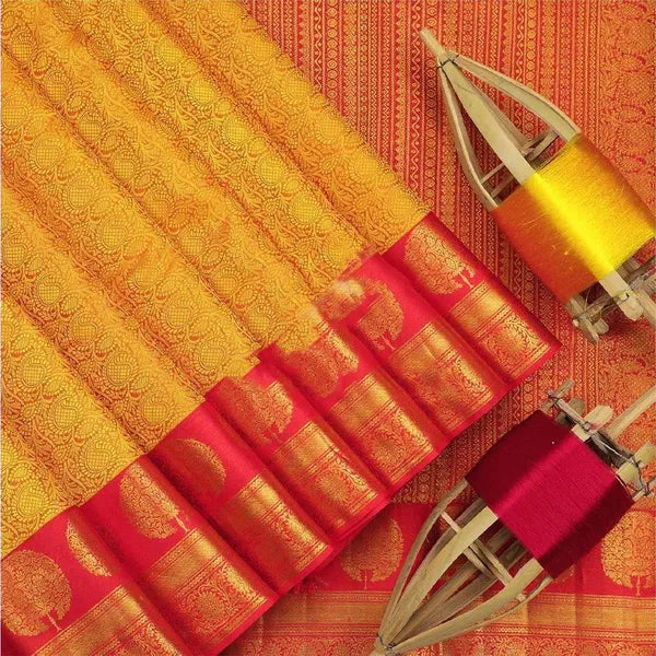 Yellow Rich Pallu & Jacquard Work Saree for Women