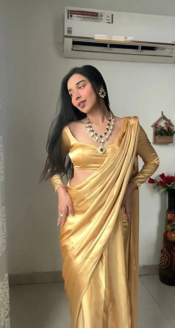 Gold Premium 1 Minute Saree for Women